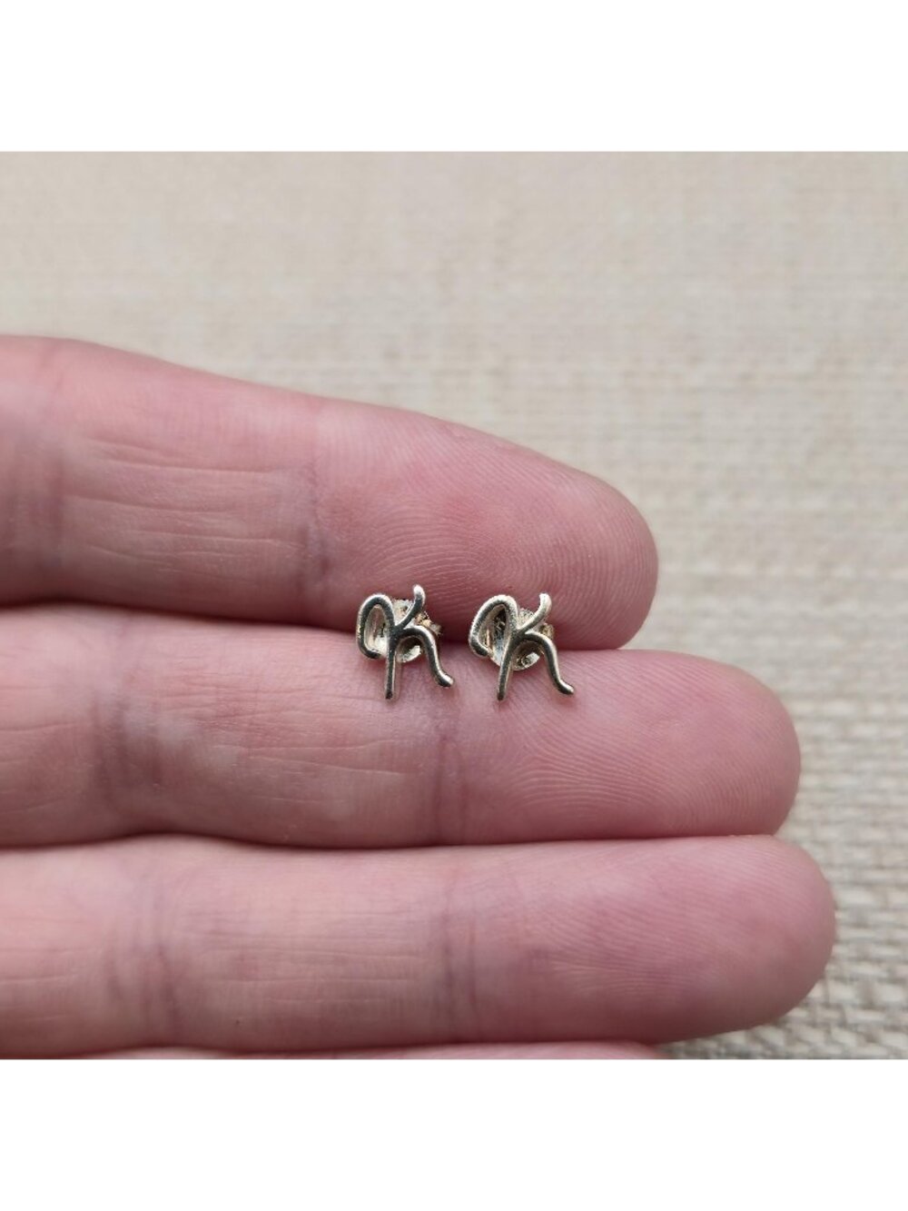 Sterling Silver Initial Letter K Stud Earrings A8783